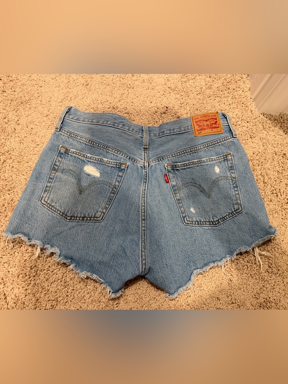 Levi's Light Wash Distressed Denim Cutoff Shorts